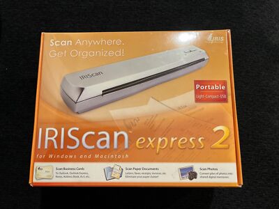 IriScan Express 2-Scan Documents Photos Business Cards Portable Usb Scanner 