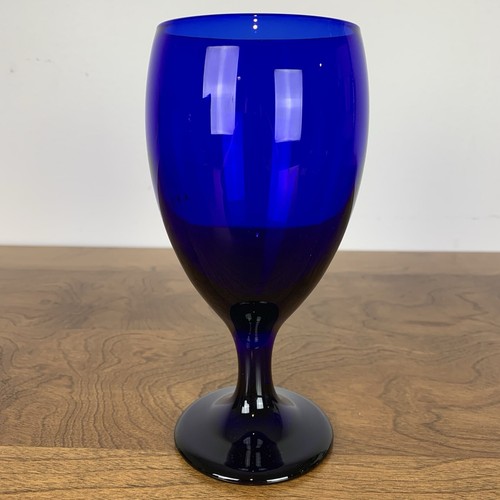 Libbey Wine Glass Cobalt Blue Apollo Crescent Moon Vintage Celestial Dark - Picture 4 of 10
