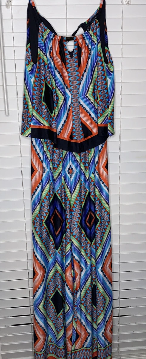 New Directions Aztec print jumpsuit Vibrant Colors Sleek Size S
