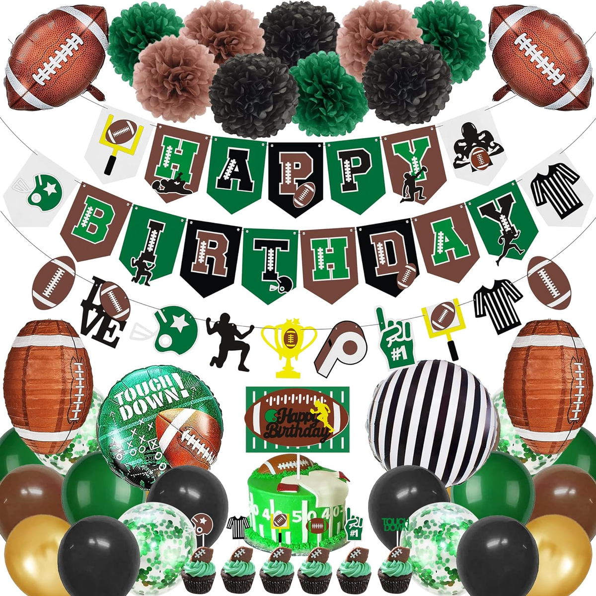 Fußball-Wimpelkette – 15-teilige Partydekoration Für Super Bowl, Geburtstag & Sport-Events