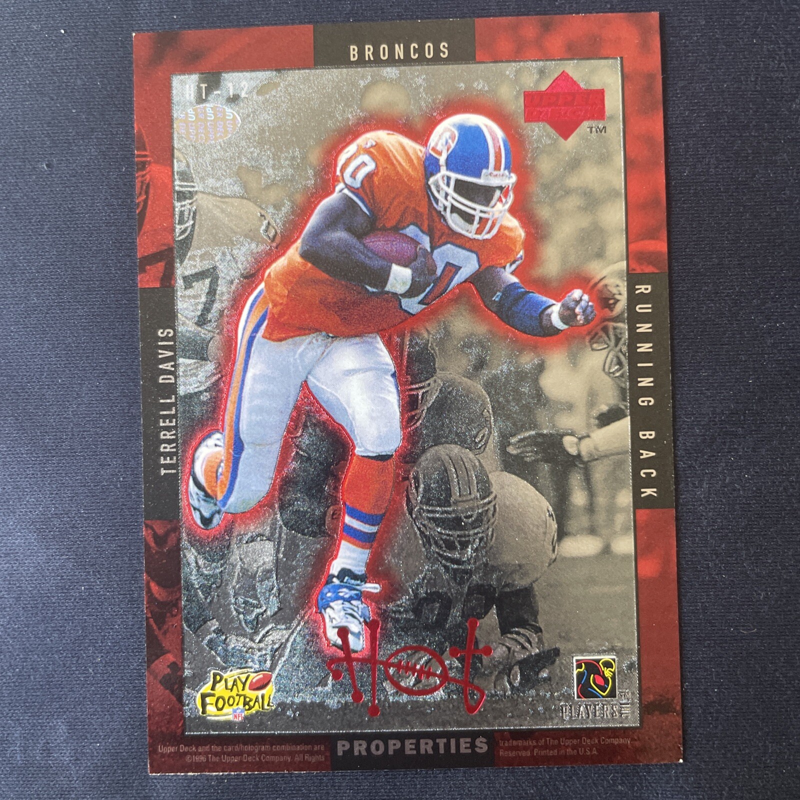 Terrell Davis 1996 Upper Deck Hot Properties Insert Card #HT-12*