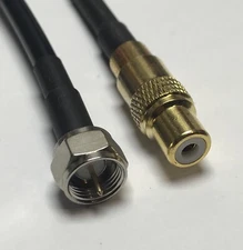 RCA Female to F type(tv) male plug 4 Feet RF coax cable adapter RG58 USA Made