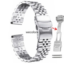 Solid Lock Clasp Stainless Steel Watch Band Jubilee Bracelet Strap Replacement