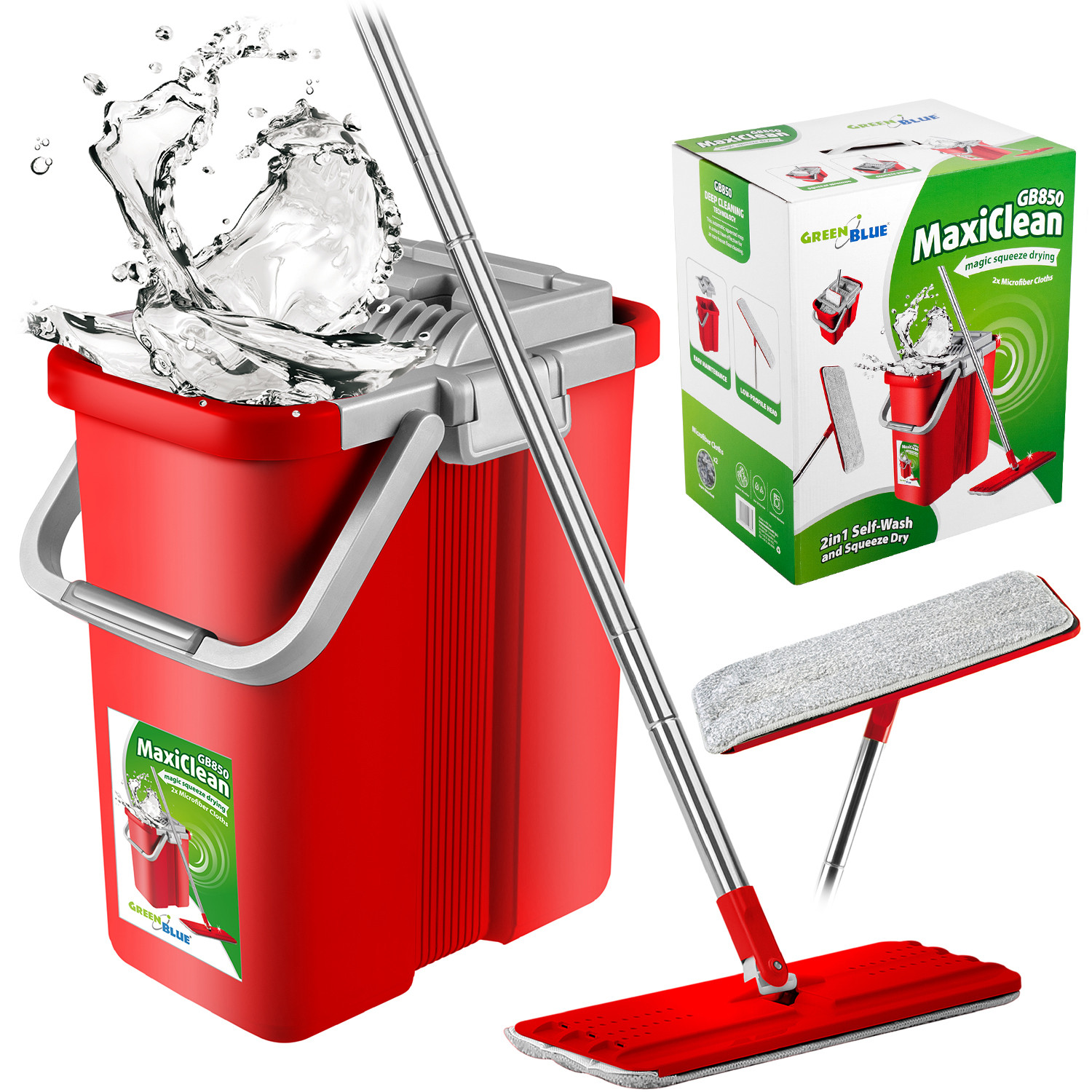 Ensemble balai vadrouille et seau GreenBlue en acier et microfibre premium