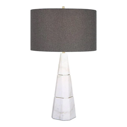 Uttermost Citadel Contemporary Marble Iron and Fabric Table Lamp - Elegant White - Picture 1 of 8
