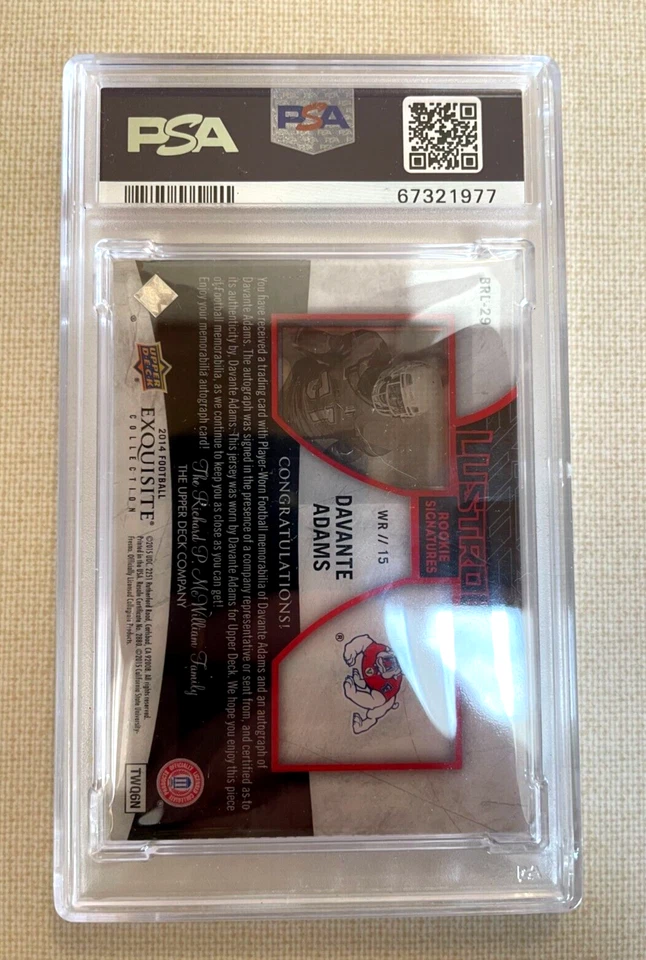 2014 UD Davante Adams Lustrous RC Signature RELIC autógrafo numerado #4/75 PSA - Imagem 3 de 3