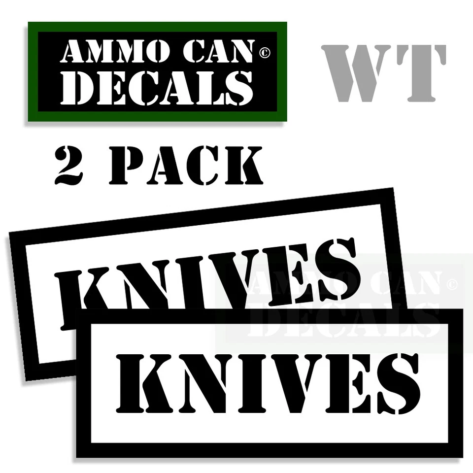 Ammo Can Decals KNIVES Ammo Can Labels - Knife Ammo Can Stickers 3" 2 pack WT - Image 3 of 3