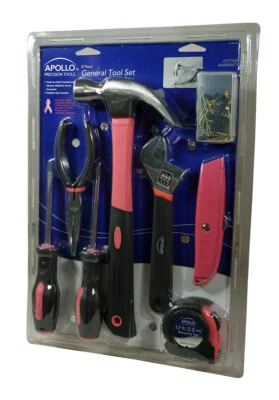 Apollo Precision Tools 8 Piece Tool Set PINK FOR BREAST CANCER AWARENESS ~ New