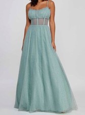 Say Yes To The Prom Women's Juniors Blue Mesh-Waist Gown Dress Size 3/4