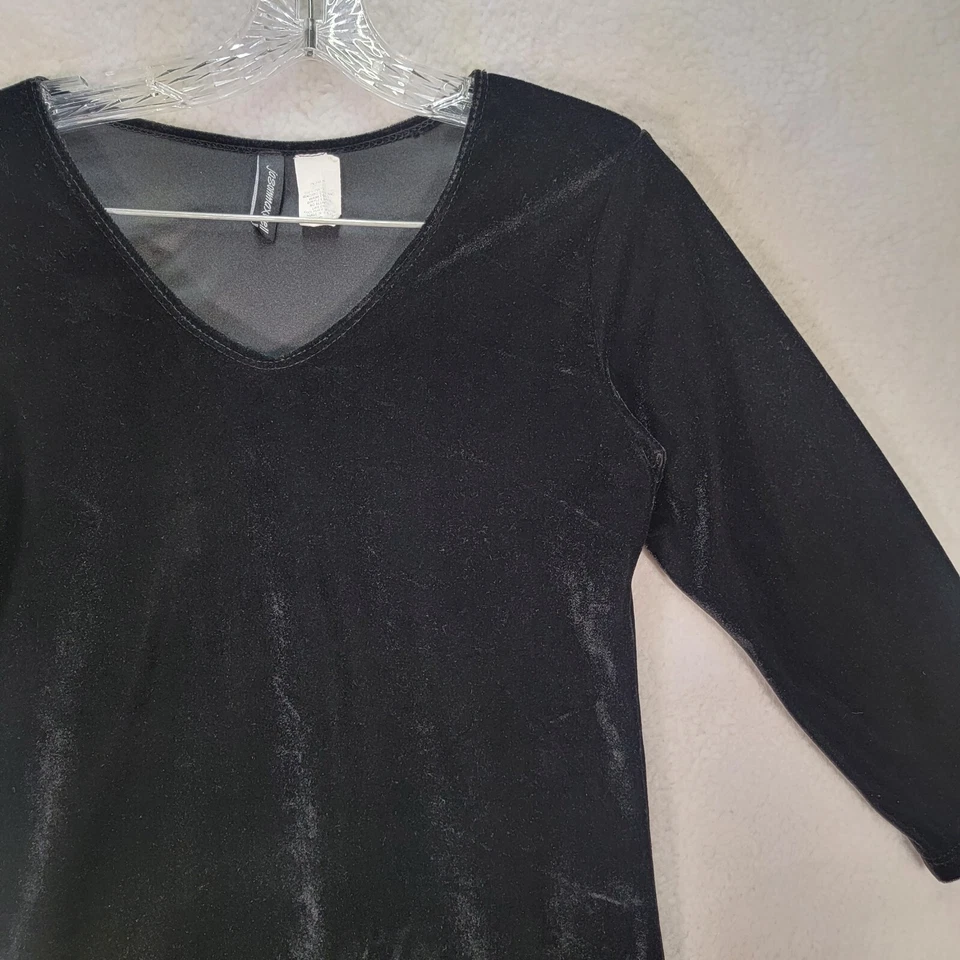 Blusa de cóctel ajustada con cuello en V de terciopelo negra Y2K Jason Maxwell para mujer talla S Foto 3 de 4