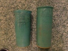 3612M Jan Bostwick Studio Pottery SET 2 Vases Green SGNED