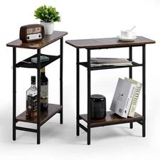 3-Tier Side Table Set of 2 for Living Room, Narrow End Table for Small Spaces...