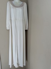 Vintage Creamy-white Maxi Dress long sleeve crochet gown union tag Wedding Bride