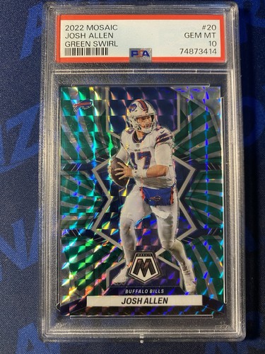 2022 Panini Mosaic Josh Allen #20 Green Swirl Mosaic Prizm /11 PSA 10 74873414
