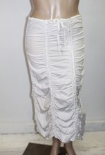 Contrast Vintage White Ruched Maxi Skirt w Draw String Size S