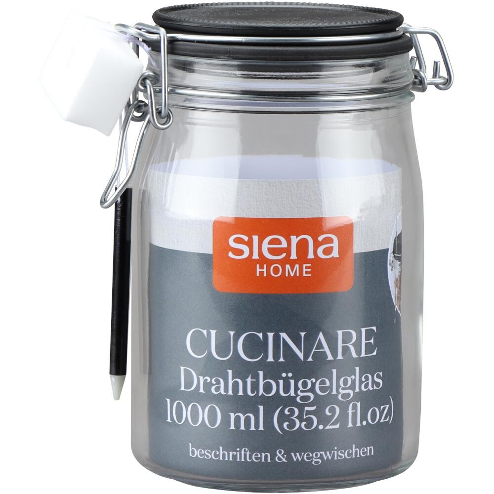 SIENA HOME Drahtbügel-Glas ''Cucinare'' 1,0 l mit Stift - Schwamm