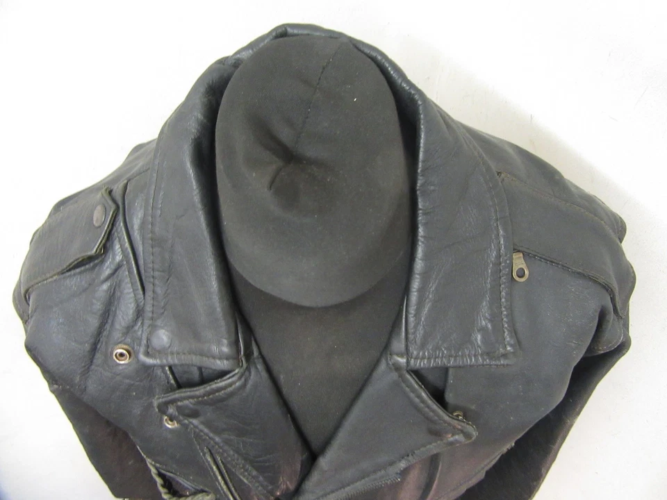 VINTAGE JOE ROCKET LEATHER MOTORCYCLE JACKET SIZEM 2.3KG, LINER AND PATINA - Image 2 of 4