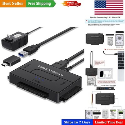 Compact USB 3.0 SATA IDE Reader with Power Adapter - Easy Data Transfer Solution