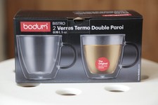 Bodum Bistro Double Wall Thermo Glass Mugs 10602 Espresso Coffee 0.15L 5oz x 2