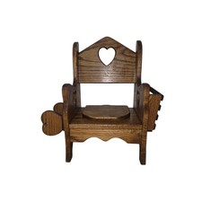Vintage Oak Wood Heart Potty Chair Magazine Toilet Paper Holder