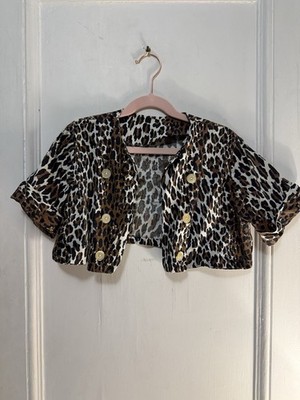 Vintage Girls 50s Leopard Crop Top Jacket 5-6 Buttons Unique