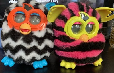 2012 Furby Boom Black White Pink Zebra Zig Zag Striped