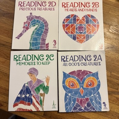 BJU Press Reading 2A , 2B, 2C, 2D Student 3rd Edition, 2nd Second Grade 4 Books