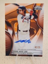 2025 Topps Chrome Black Jung Hoo Lee Orange Refractor Auto 2/25 Giants