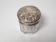 Antique Unger Brothers Silver and Crystal Vanity Jar