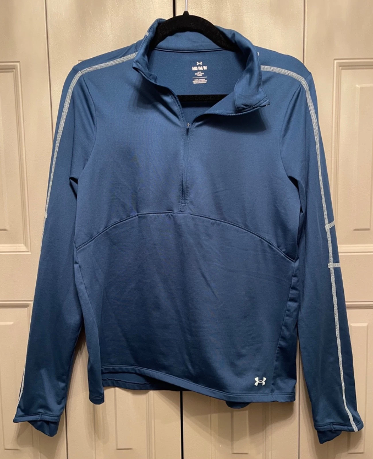 Womens Under Armour UA Cold Weather ½ Zip Shirt Top Base Layer Blue Teal Medium