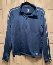 Womens Under Armour UA Cold Weather  Zip Shirt Top Base Layer Blue Teal Medium