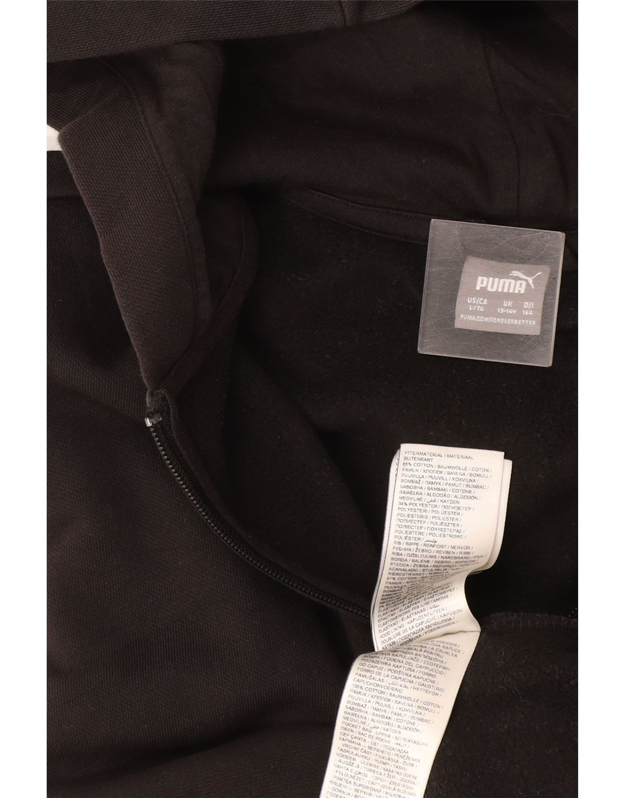 Puma Boys Graphic Zip Hoodie Sweater 13-14 Years Grey Cotton BR05 image 4