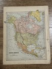 Antique 1908 Map Of North America 13.5”x11”