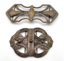 2 antike G&uuml;rtelschnallen Jugendstil G&uuml;rtelschnalle Schnalle G&uuml;rtel Brosche Antik