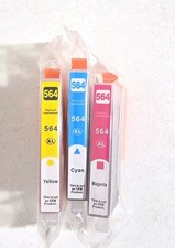 Lot of 3 - 564XL Ink Cartridges - Cyan, Magenta, Yellow