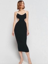 REFORMATION LILOU KNIT BLACK WHITE DRESS SMALL.