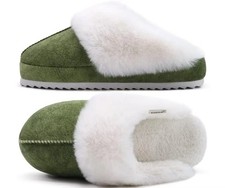 Women's House Platform Slippers Warm Faux Suede Fuzzy Memory Foam Slippers - UK6