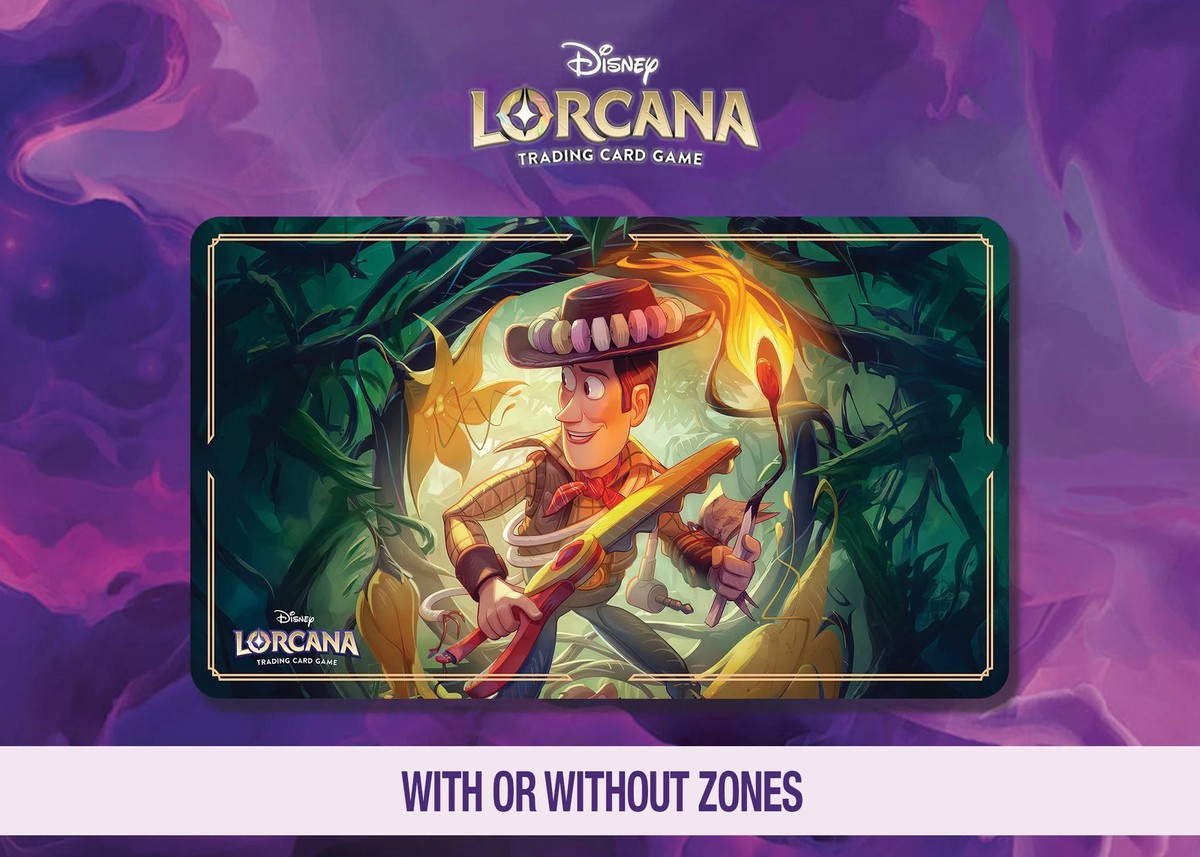 Disney Lorcana Playmat Woody | Neoprene 24x14 Stitched Edges | TCG