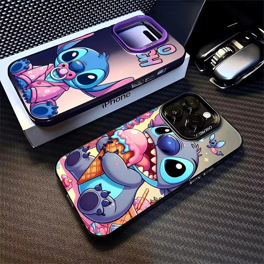 For iPhone 11 12 13 14 15 16 Pro Max Plus Disney Stitch Angel Matte Case Cover Foto 3 de 4
