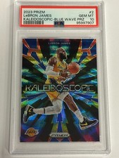 2023 PANINI PRIZM LeBRON JAMES KALEDOSCOPE BLUE WAVE LAKERS #2 PSA 10 LOW POP