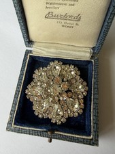 Vintage Signed Weiss Rhinestone Brooch Sparkling Clear Crystal Floral Cluster