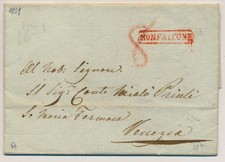 AUSTRIA EX PROVERA 1831 list, CZERWONY STEMPEL MONFALCONE do WENECJI. '8'