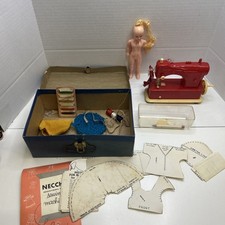Vintage Necchi Sewing Machine Plastic Hand Crank Child Size Toy USA W/Box
