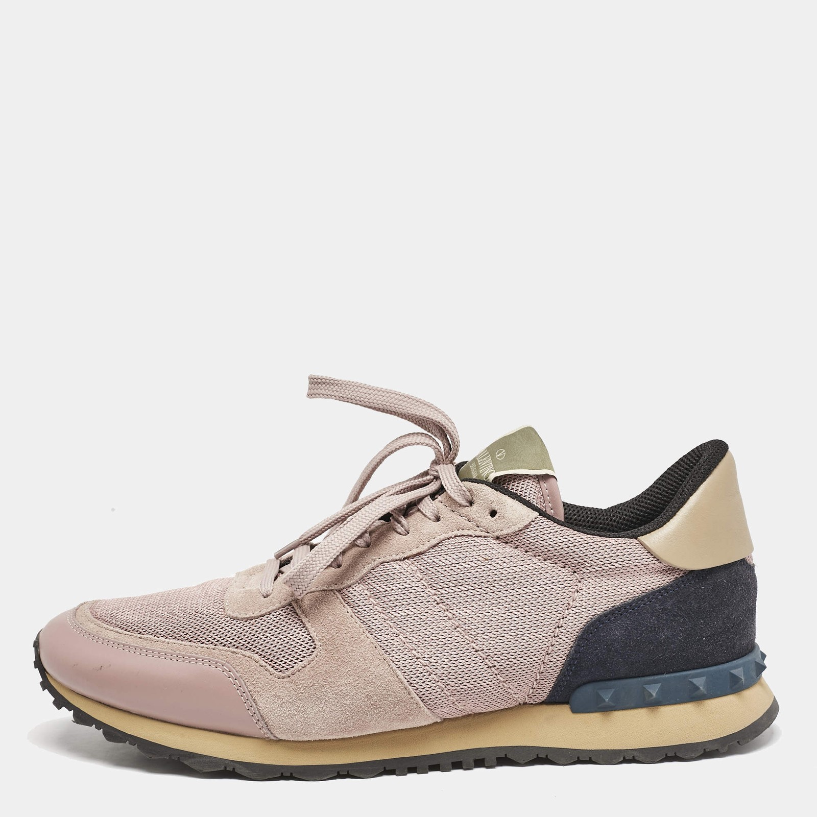 Valentino Multicolor Leather and Suede Rockrunner Sneakers Size 45