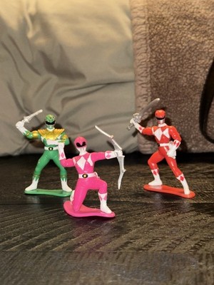 Vintage 1993 Bandai Power Rangers Mini Figures   Red, Pink, Green Set of 3