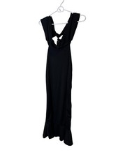 PRETTYLITTLETHING Dress Womens 6 Black Bardot Frill Off Shoulder Bodycon Midi