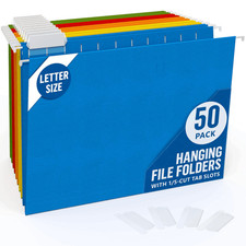 50 Pack Hanging File Folders Letter Size File Folders Hanging with Tabs File