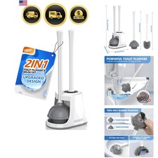 Toilet Plunger and Brush with Holder, Bowl Brush and Heavy Duty Toilet Plunge...