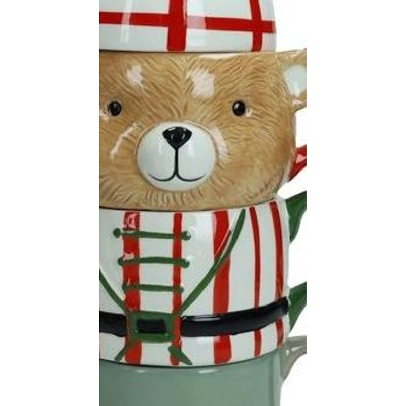 Set 4 Tazze Orsetto Impilabili BRANDANI Dolomite Colazione Natale Mug Orso, fotografia 6 di 9