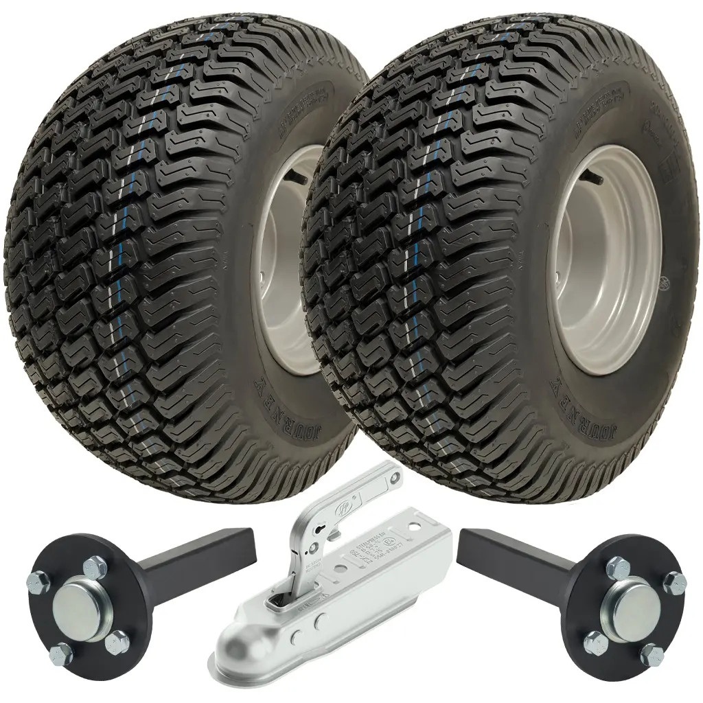 20x10.00-8 ATV Trailer Kit Wanda P332 Grass Wheels Hub & Stub Axles, Hitch 750kg